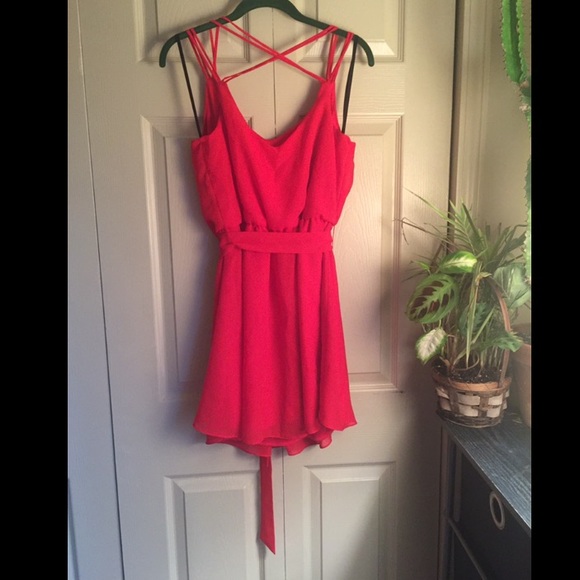 {by & by} Little Red Dress with sash - Picture 2 of 5